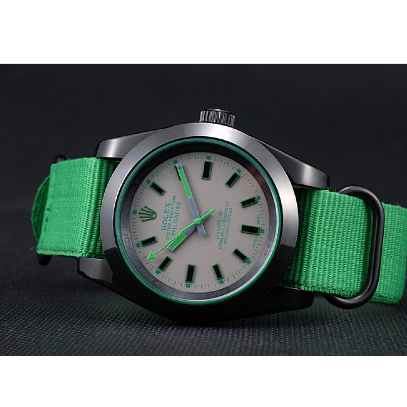 AAA replica watch Strap Milgauss Bamford 622004 Green Rolex Nylon 0723